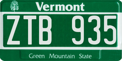 VT license plate ZTB935