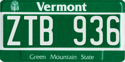 VT license plate ZTB936