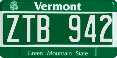 VT license plate ZTB942