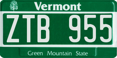 VT license plate ZTB955