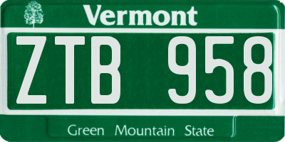 VT license plate ZTB958