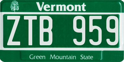 VT license plate ZTB959