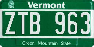 VT license plate ZTB963