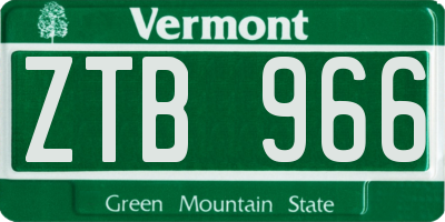 VT license plate ZTB966