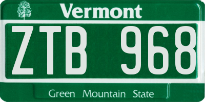 VT license plate ZTB968
