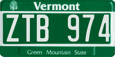 VT license plate ZTB974