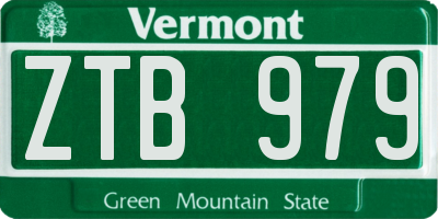VT license plate ZTB979