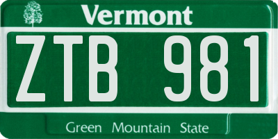VT license plate ZTB981
