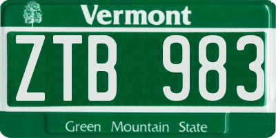 VT license plate ZTB983