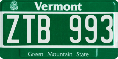 VT license plate ZTB993