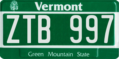 VT license plate ZTB997