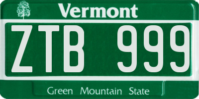 VT license plate ZTB999
