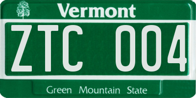 VT license plate ZTC004