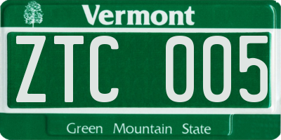 VT license plate ZTC005