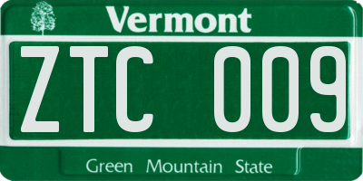 VT license plate ZTC009