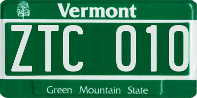 VT license plate ZTC010