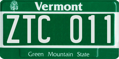 VT license plate ZTC011