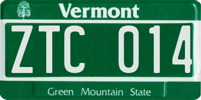 VT license plate ZTC014