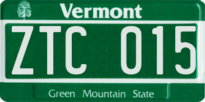 VT license plate ZTC015