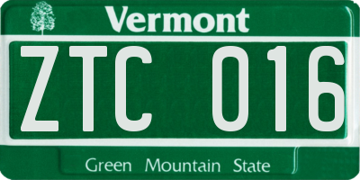 VT license plate ZTC016
