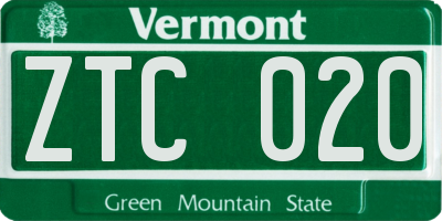 VT license plate ZTC020