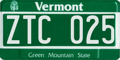 VT license plate ZTC025