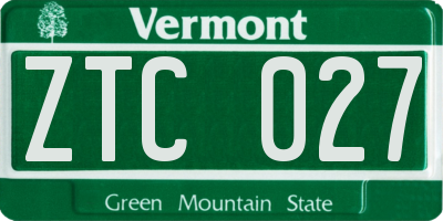 VT license plate ZTC027