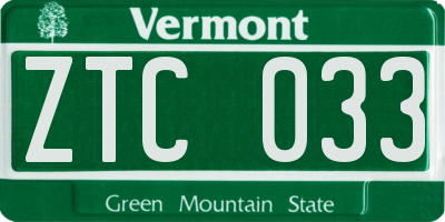 VT license plate ZTC033