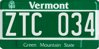 VT license plate ZTC034