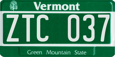 VT license plate ZTC037
