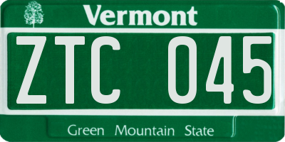 VT license plate ZTC045