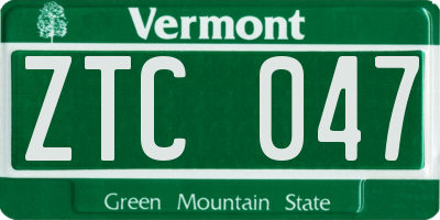 VT license plate ZTC047