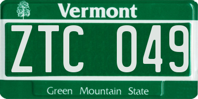 VT license plate ZTC049