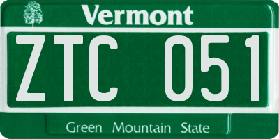 VT license plate ZTC051
