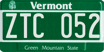 VT license plate ZTC052