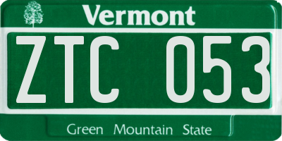 VT license plate ZTC053