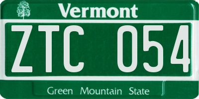 VT license plate ZTC054