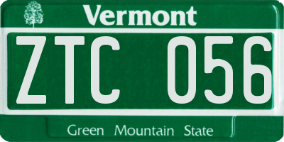 VT license plate ZTC056