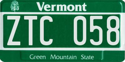 VT license plate ZTC058
