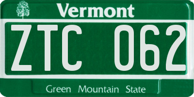 VT license plate ZTC062
