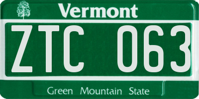 VT license plate ZTC063