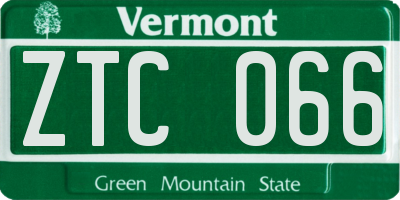 VT license plate ZTC066