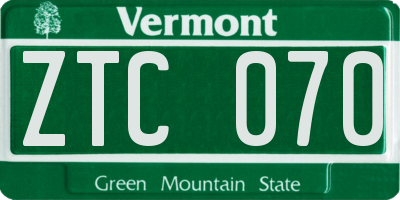 VT license plate ZTC070