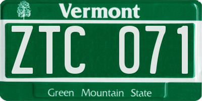 VT license plate ZTC071