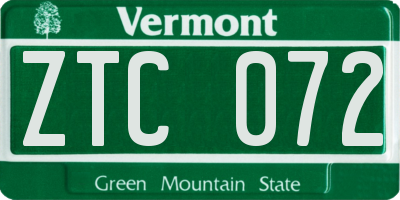 VT license plate ZTC072