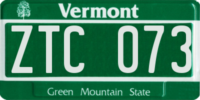 VT license plate ZTC073
