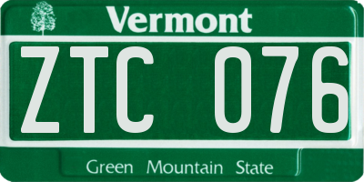VT license plate ZTC076