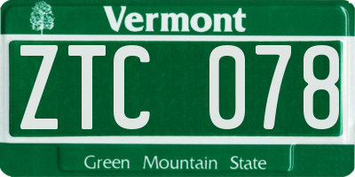 VT license plate ZTC078