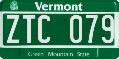 VT license plate ZTC079