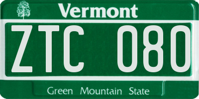 VT license plate ZTC080